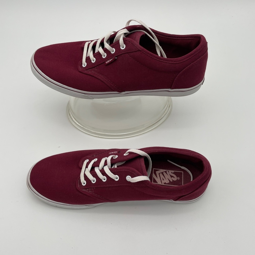 Vans TB4R Burgundy Canvas Low-Top Sneakers White Laces‎ Size Women 10 - Picture 3 of 11